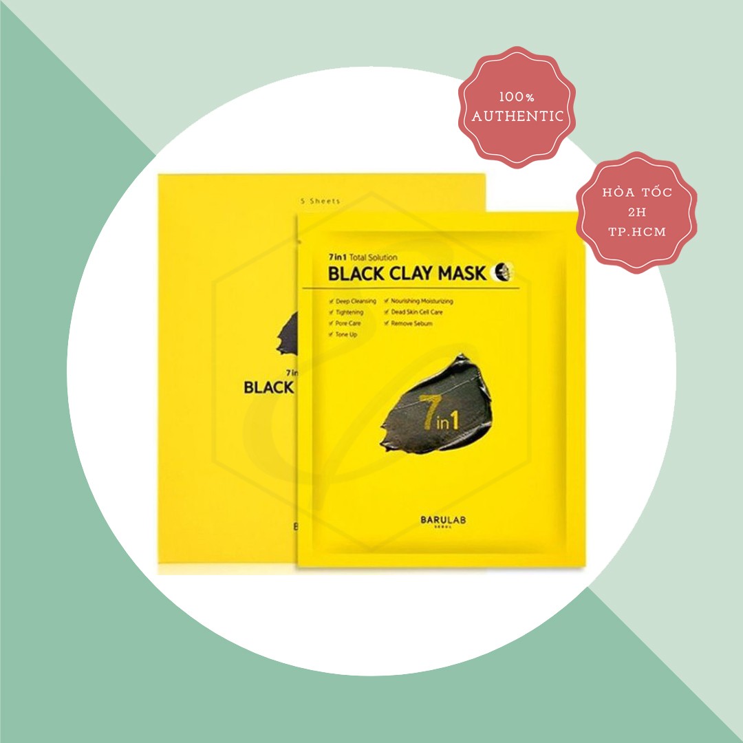 Mặt Nạ Đất Sét Barulab 7 In 1 Total Solution Black Clay Mask